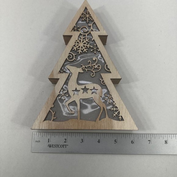 Fabulous Home LED Wooden Christmas Tree Deer Sign With Lights New With Tags - Picture 7 of 8